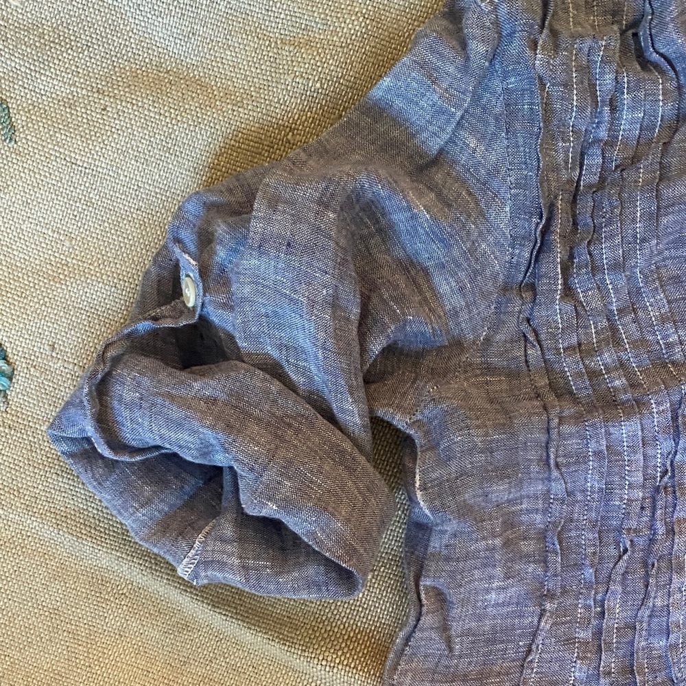 CP Shades Chambray Blue 100% Linen Tunic mini Dress sz Small - Picture 4 of 13